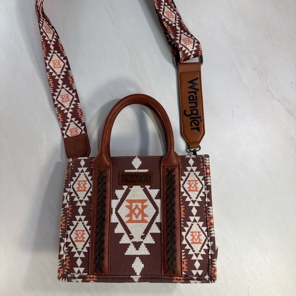 Wrangler Aztec Western Mini Tote Bag with Adjustable Strap - Picture 3 of 8